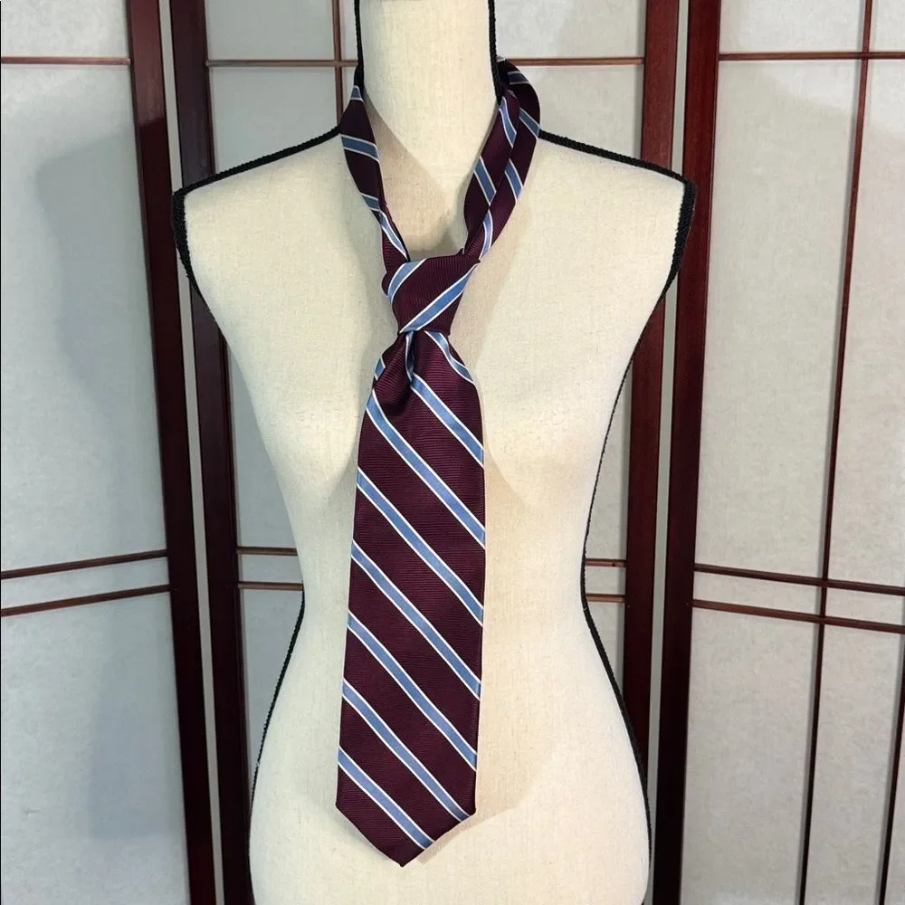 Brooks Brothers Burgundy and Light Blue Striped Tie